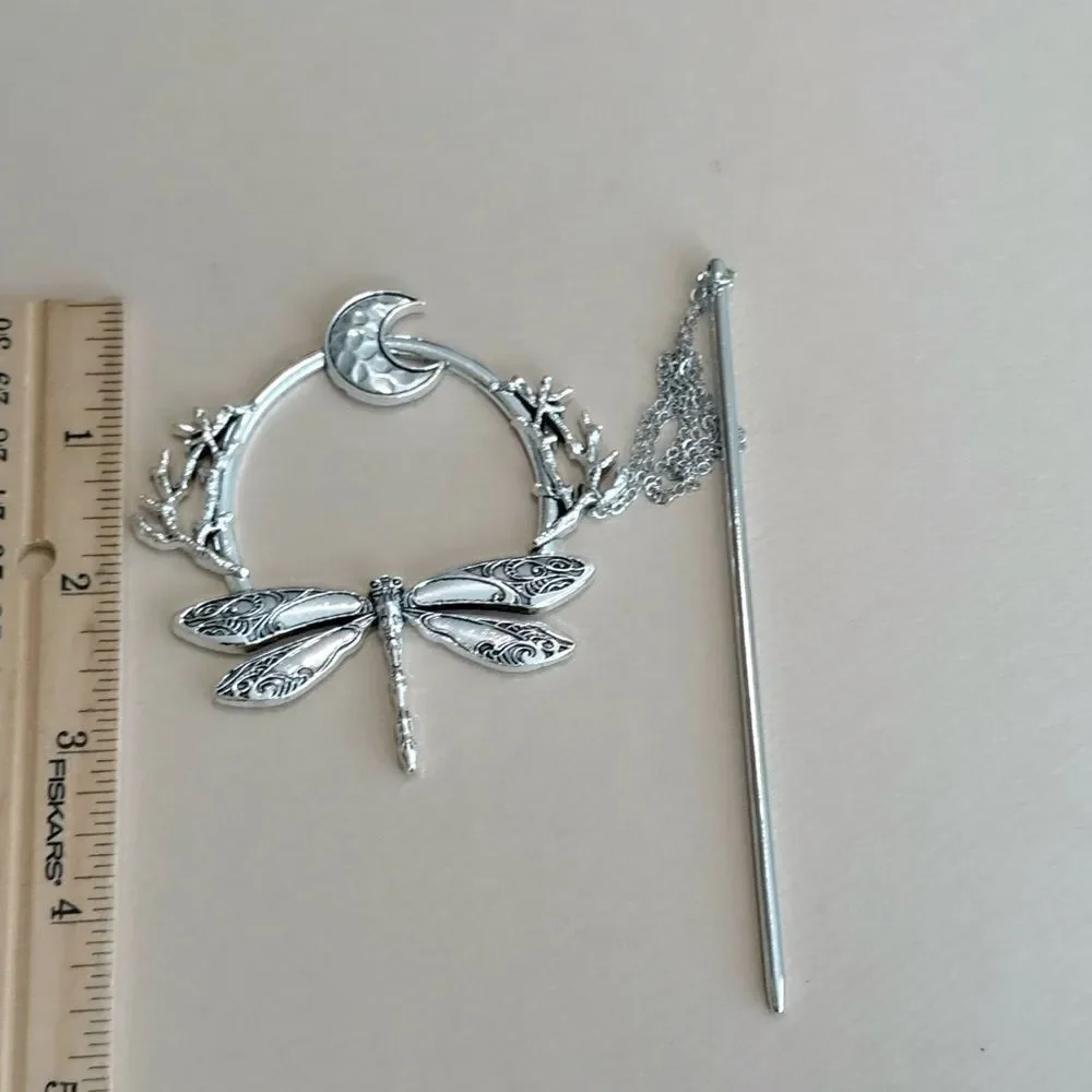 Silver Dragonfly Hair Clip K37